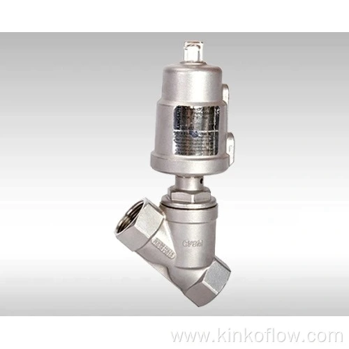 Vanne pneumatique à siège incliné de type piston