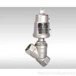 Vanne pneumatique à siège incliné de type piston