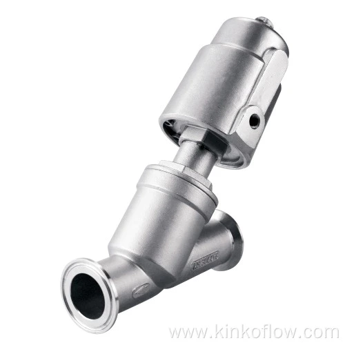Vanne pneumatique à siège incliné de type piston